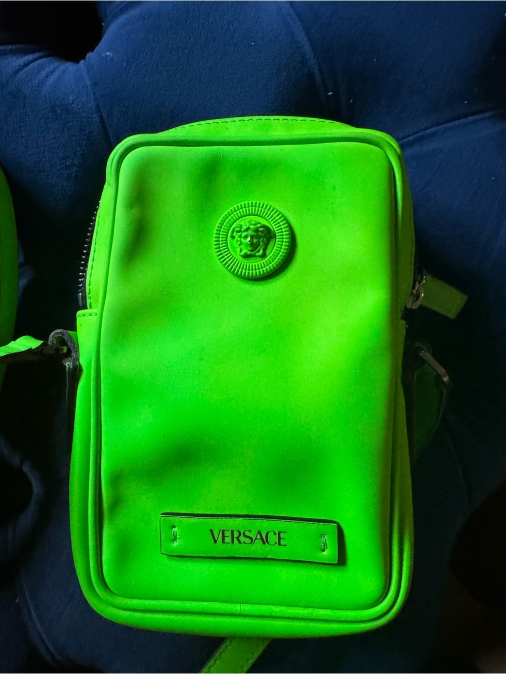 Versace Men's Bright Neon Green Crossbody Belt Bag